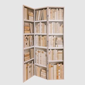 СГЪВАЕМ ПАРАВАН, ПРИНТ ВЪРХУ КАРТИНА ПЛАТНО, КНИЖНА ЛАВИЦА, БЕЖОВО-КАФЯВО, 120x2.5x180см