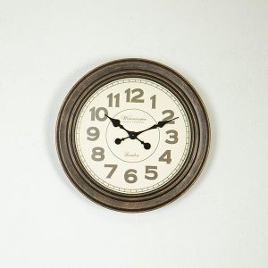 СТЕНЕН ЧАСОВНИК, АНТИЧНО КАФЯВ - БЯЛ - ЗЛАТИСТ 44.5x44.5x6см