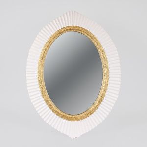 СТЕННО ОГЛЕДАЛО ПОЛИРЕЗИН БЯЛО - ЗЛАТНО 60X2.5X80СМ