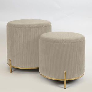 ТАБУРЕТКИ, КАДИФЕНО, СЛОНОВА КОСТ, ЗЛАТИСТО, МЕТАЛНИ КРАКА 42X42X44 / 35X35X37СМ