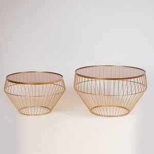 ХОЛНИ МАСИ МЕТАЛ ЗЛАТИСТ СТЪКЛЕН ПЛОТ 72X72X41СМ 60X60X35,5СМ