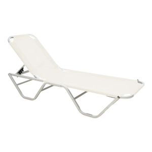 DESSIE ШЕЗЛОНГГ АЛУМИНИЕВ ТЕКСТИЛЕН ПОЧТИ БЯЛ 56X188X30СМ