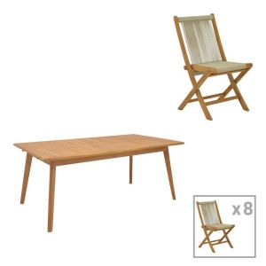 ГРАДИНСКИ СЕТ 9 ЧАСТИ BANOU-PINO ТИКОВО ДЪРВО В ЕСТЕСТВЕН ЦВЯТ 180/240X100X75СМ