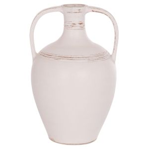 ДЕКОРАТИВНА ВАЗА (АМФОРА) FEAX HM4676.02L ТЕРАКОТА В БЯЛО - 35x35x58Hсм.