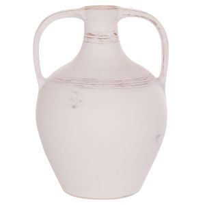 ДЕКОРАТИВНА ВАЗА (АМФОРА) FEAX HM4676.02S ТЕРАКОТА В БЯЛО -- 35x35x48Всм.
