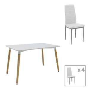 КОМПЛЕКТ МАСА И СТОЛОВЕ NATALI-PARKER ОТ 5 ЧАСТИ, ЦВЯТ MDF, БЯЛО-ЕСТЕСТВЕНИ КРАКА, 120X80X76СМ