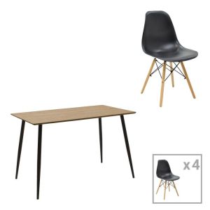 КОМПЛЕКТ ТРАПЕЗАРНА МАСА CUBA-JULITA ОТ 5 ЧАСТИ MDF SONOMA-ЧЕРНО-НАТУРАЛЕН 120X70X76СМ