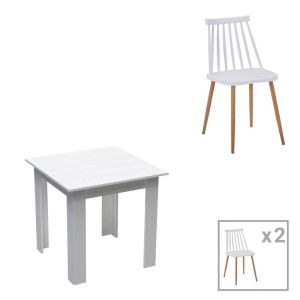 КОМПЛЕКТ ТРАПЕЗАРНА МАСА MANKA I-AURORA I ОТ 3 ЧАСТИ В БЯЛ ЦВЯТ 80X80X77СМ