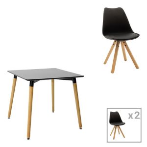 КОМПЛЕКТ ТРАПЕЗАРНА МАСА ОТ 3 ЧАСТИ NATALI-CARON MDF В ЧЕРНО-НАТУРАЛЕН ЦВЯТ 80X80X76СМ