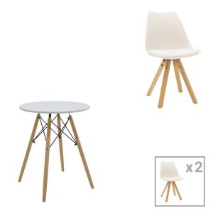 КОМПЛЕКТ ТРАПЕЗАРНИ МАСИ JULITA-CARON ОТ 5 ЧАСТИ БЯЛО MDF-ЕСТЕСТВЕНИ КРАКА �60X73СМ