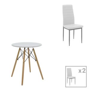 КОМПЛЕКТ ТРАПЕЗАРНИ МАСИ JULITA-PARKER ОТ 3 ЧАСТИ MDF БЯЛО-ЕСТЕСТВЕНИ КРАКА D60X73СМ
