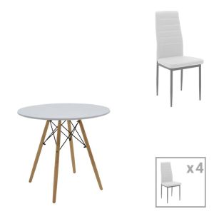 КОМПЛЕКТ ТРАПЕЗАРНИ МАСИ JULITA-PARKER ОТ 5 ЧАСТИ MDF БЯЛО-ЕСТЕСТВЕНИ КРАКА D80X73СМ