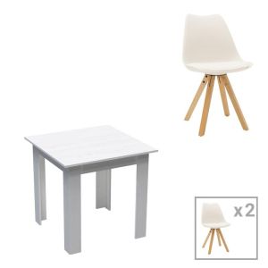КОМПЛЕКТ ТРАПЕЗАРНИ МАСИ MANKA I-CARON ОТ 3 ЧАСТИ В БЯЛО 80X80X77СМ