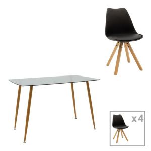 КОМПЛЕКТ ТРАПЕЗНА МАСА ОТ 5 ЧАСТИ CHLOE-CARON В ТЪМНО СИВО-ЧЕРНО 120X70X75СМ