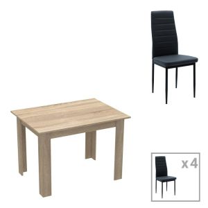 КОМПЛЕКТ ТРАПЕЗНА МАСА ОТ 5 ЧАСТИ MANKA-PARKER MADF В ЧЕРНО-СОНОМА ЦВЯТ 110X80X77СМ
