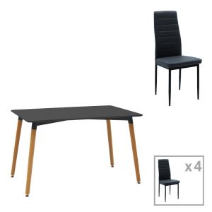 КОМПЛЕКТ ТРАПЕЗНА МАСА ОТ 5 ЧАСТИ NATALI-PARKER MADF В ЧЕРНО-НАТУРАЛЕН ЦВЯТ 120X80X76СМ