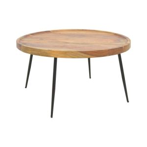 МАСА TAVOLO, МАСИВНО ШИШАМОВО ДЪРВО В ЦВЯТ ОРЕХ С ЧЕРНИ МЕТАЛНИ КРАКА, 75X39СМ