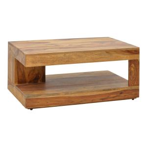 МАСА VOLINO ОТ МАСИВНО ДЪРВО ШИШАМ В ЦВЯТ ОРЕХ, 90X60X40СМ