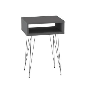 НОЩНО ШКАФЧЕ NAIDA В АНТРАЦИТ - ЧЕРЕН ЦВЯТ МЕТАЛНИ КРАКА 40X30X59СМ