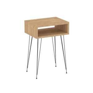 НОЩНО ШКАФЧЕ NAIDA В ДЪБОВО ПОКРИТИЕ - ЧЕРНИ МЕТАЛНИ КРАКА 40X30X59СМ