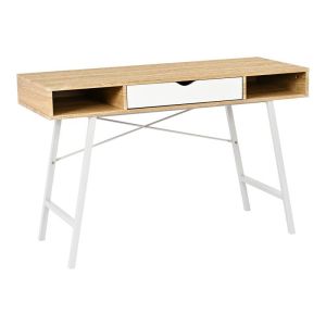 ОФИС БЮРО YAMIN В ЦВЯТ ДЪБ С БЕЛИ МЕТАЛНИ КРАКА 120X48X76СМ