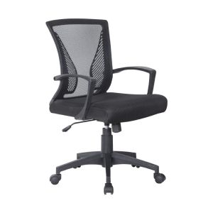 ОФИС СТОЛ FL05 ЧЕРНА ОБЛЕГЛА - ЧЕРНА СЕДАЛКА 57x65x90/100см