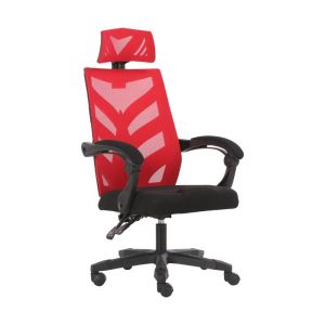 ОФИС СТОЛ FL09 ЧЕРВЕНА ОБЛЕГЛА - ЧЕРНА СЕДАЛКА 60x60x114/124см