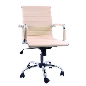 ОФИС СТОЛ FL6002 БЕЖОВА ИЗКУСТВЕНА КОЖА 54x59x89см