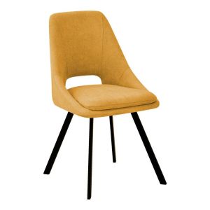 СТОЛ INITIATE ПЛЮШЕНО МЕЧЕ ПЛАТ ГОРЧИЦА ЖЪЛТО-ЧЕРЕН МЕТАЛЕН КРАК 48X57X85СМ