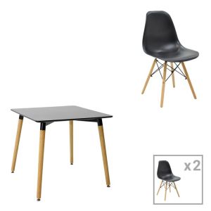ТРАПЕЗАРНА МАСА КОМПЛЕКТ NATALI-JULITA ОТ 3 ЧАСТИ MDF ЧЕРНО-ЕСТЕСТВЕНИ КРАКА 80X80X76СМ