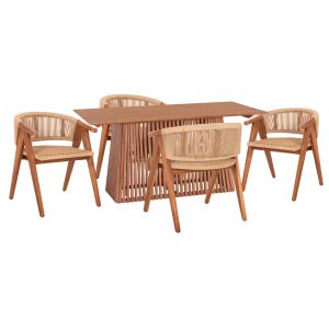ТРАПЕЗЕН КОМПЛЕКТ 5БР BRANN HM21078.03 ПРАВОЪГЪЛНА МАСА И 4 ТРАПЕЗНИ СТОЛА