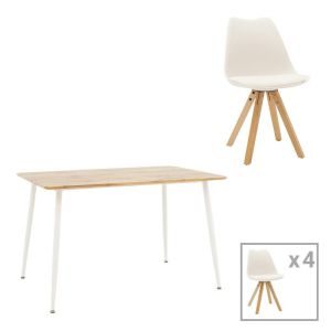 ТРАПЕЗНА МАСА CUBA-CARON КОМПЛЕКТ ОТ 5 ЧАСТИ SONOMA-WHITE 120X80X75СМ