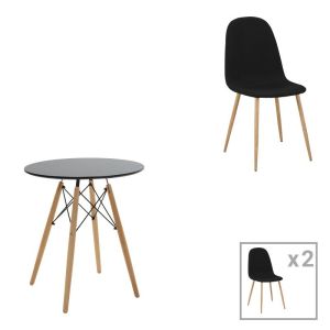 ТРАПЕЗНА МАСА КОМПЛЕКТ ОТ 3 ЧАСТИ JULITA-BELLA MDF В ЧЕРНО-ЕСТЕСТВЕН ЦВЯТ D60X73СМ