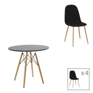 ТРАПЕЗНА МАСА КОМПЛЕКТ ОТ 5 ЧАСТИ JULITA-BELLA MDF В ЧЕРНО-ЕСТЕСТВЕН ЦВЯТ D80X73СМ