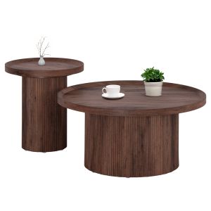 ХОЛНИ МАСИ 2БР. КОМПЛЕКТ MARGON HM21084 MDF В ТЪМНО КАФЯВ ЦВЯТ Φ80cm &amp; Φ45cm