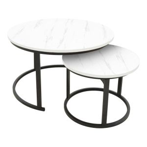 ХОЛНИ МАСИ КОМПЛЕКТ 2 ЪREVELON ОТ MDF В ЦВЯТ БЯЛ МРАМОР 80X80X45СМ