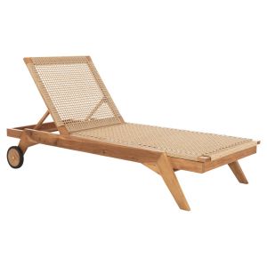 ШЕЗЛОНГ KIKI HM6359 ТИКОВО ДЪРВО - ПЕПИЛЕНО ВЪЖЕ ОТ РАТАНА 200x80x99В см.