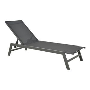 ШЕЗЛОНГГ BOKA ОТ ТЪМНОСИВ АЛУМИНИЙ И ТЕКСТИЛ В ЧЕРЕН ЦВЯТ 60X192X31СМ