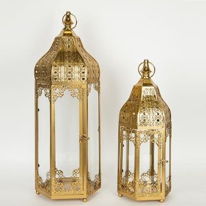 S/2 ДЪРВЕНИ ФЕНЕРА, ЗЛАТИСТИ 18.5x16x44см/23x20x63см