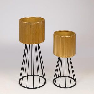 S/2 САКСИЯ ЧЕРНО - ЗЛАТИСТА МЕТАЛНА СТОЙКА 21.5x51см / 18.5x40.5см