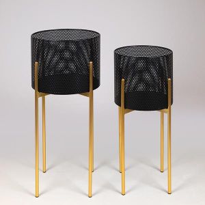 S/2 САКСИЯ ЧЕРНО - ЗЛАТИСТА МЕТАЛНА СТОЙКА 29x60см / 25x54см