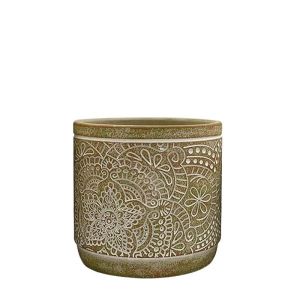 АНТИЧНА БРОНЗОВА КРЪГЛА САКСИЯ С ЦВЕТЕН МОДЕЛ, СРЕДНА - Φ15x14.5 см, 12/20 КУТИЙКИ