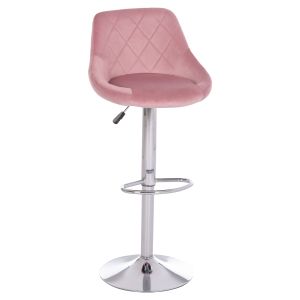 БАР СТОЛ ROSE HM204.42 ХРОМИРАНА ОСНОВА И ОКАЧВАНЕ И ПРАШНО РОЗОВО КАДИФЕ 48X45X105ВСМ.