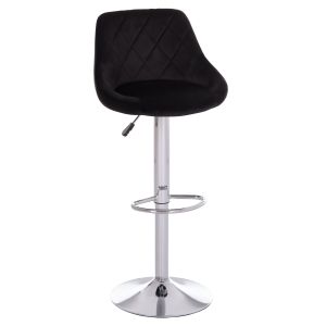 БАР СТОЛ ROSE HM204.44 ХРОМИРАНА ОСНОВА И ОКАЧВАНЕ И ЧЕРНО КАДИФЕ 48X45X105ВСМ.
