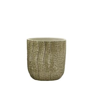 БЕЖОВА КРЪГЛА САКСИЯ С ПУКНАТИНИ МАЛКА - Φ13x12.5см 18/15KIB