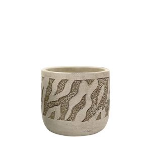 БЕЖОВА КРЪГЛА САКСИЯ С ТИГРОВ МОДЕЛ, МАЛКА - Φ13x12.5см 18/15KIB