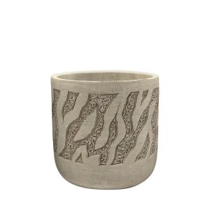 БЕЖОВА КРЪГЛА САКСИЯ С ТИГРОВ МОДЕЛ, СРЕДНА - Φ15x14.5 см 12/20 КУТИЙКИ