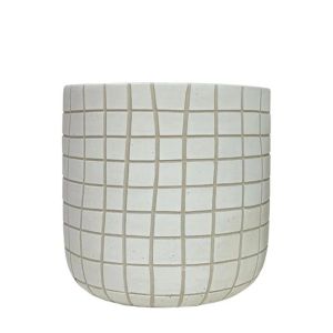 БЯЛА КРЪГЛА РЕЛЕФНА САКСИЯ С КАРИРАН РАЗМЕР,ГОЛЯМА - Φ18x18см 6/20 КУТИЙКИ