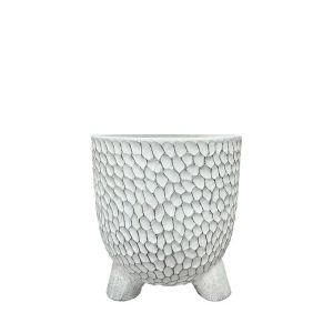 БЯЛА КРЪГЛА САКСИЯ С КРАКА МАЛКА - Φ13x14см 18/15KIB