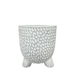 БЯЛА КРЪГЛА САКСИЯ С КРАКА, СРЕДНА - Φ15x16см 12/20 КУТИЙКИ